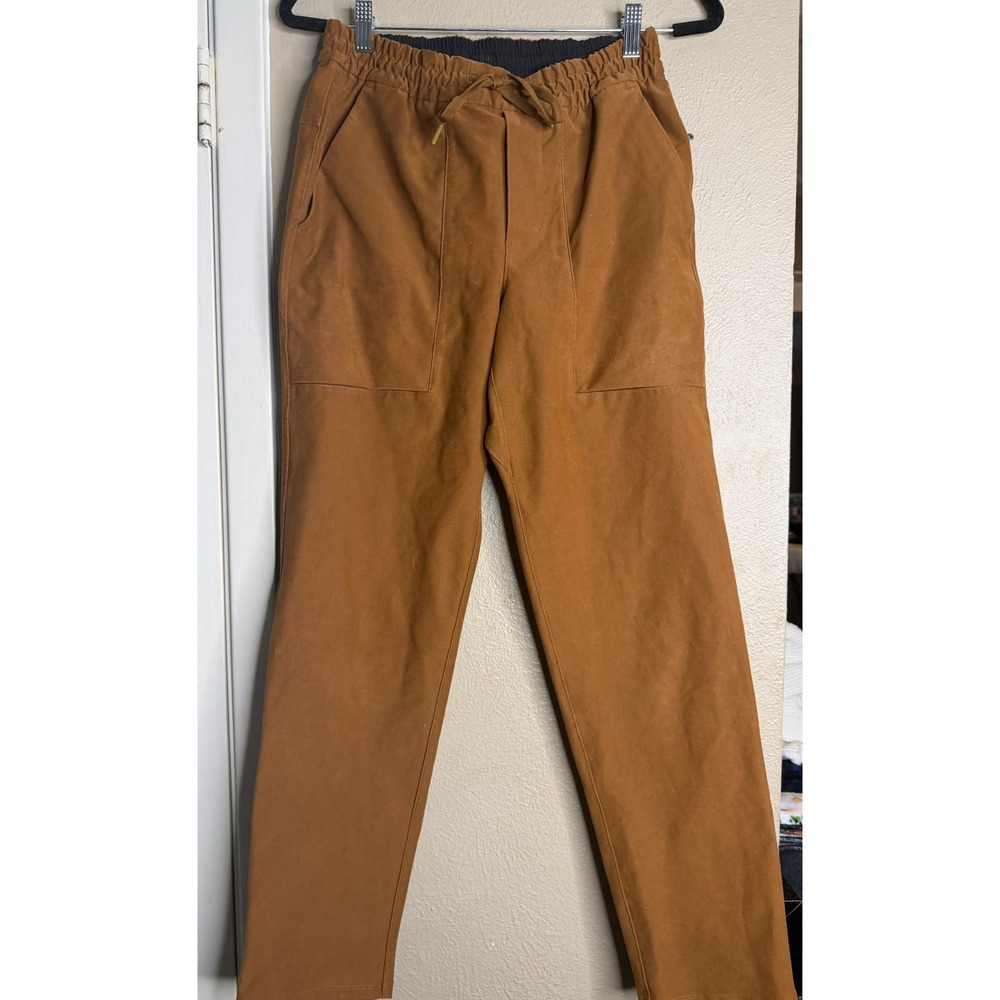 Lululemon Lab Men Brown Canvas Utility Jogger Pants Drawstring Sz S